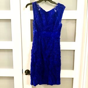 SUE WONG Nocturne Sapphire blue embroidered dress. Size 6